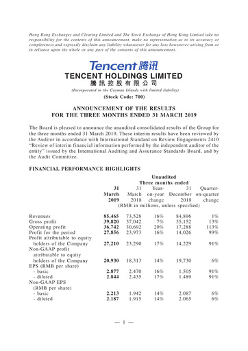 Thumbnail Tencent Financial Statement 2019-q1