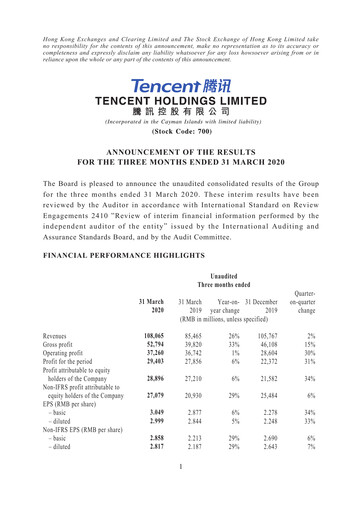 Thumbnail Tencent Financial Statement 2020-q1