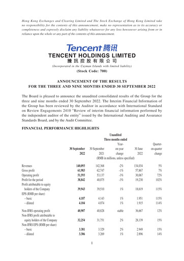 Thumbnail Tencent Financial Statement 2022-9m