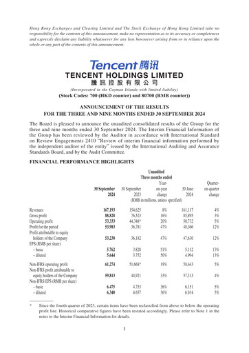 Thumbnail Tencent Financial Statement 2024-9m