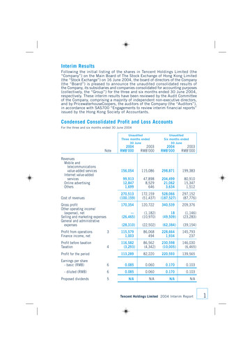 Thumbnail Tencent Half-year Report 2004-h1