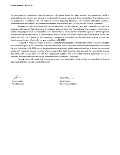 Thumbnail Clairvest Group Financial Statement 2023