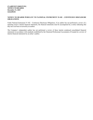 Thumbnail Clairvest Group Financial Statement 2026-q3