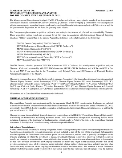 Vorschaubild Clairvest Group Quartalsbericht 2016-q2