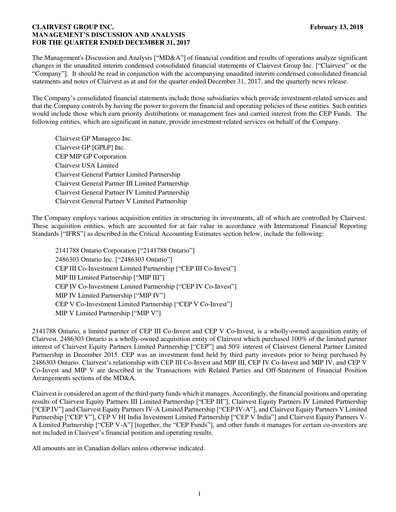 Vorschaubild Clairvest Group Quartalsbericht 2018-q3