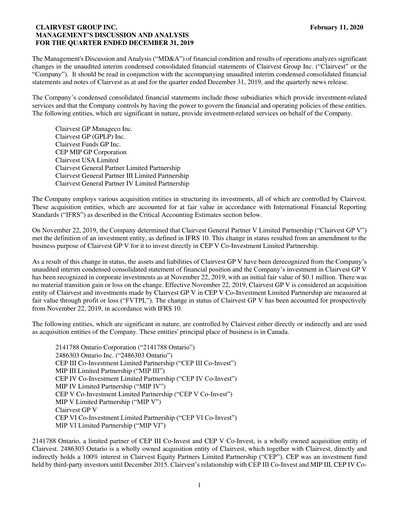 Vorschaubild Clairvest Group Quartalsbericht 2020-q3