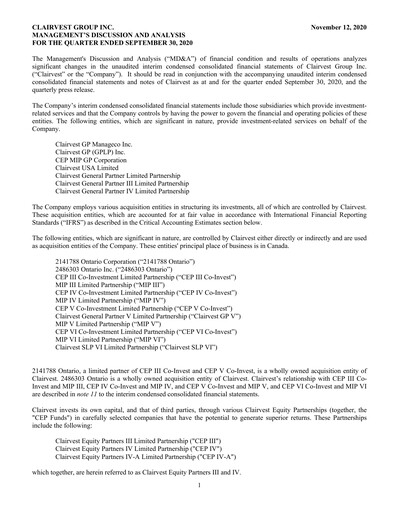 Vorschaubild Clairvest Group Quartalsbericht 2021-q2