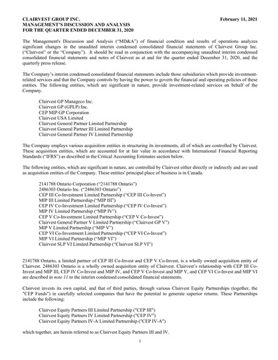 Vorschaubild Clairvest Group Quartalsbericht 2021-q3