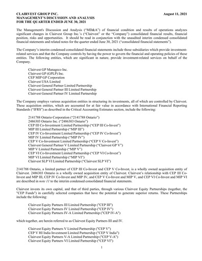 Vorschaubild Clairvest Group Quartalsbericht 2022-q1