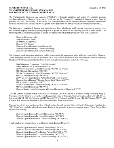 Vorschaubild Clairvest Group Quartalsbericht 2023-q2