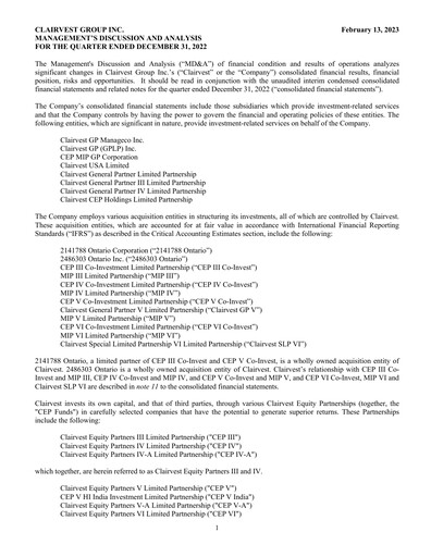 Vorschaubild Clairvest Group Quartalsbericht 2023-q3