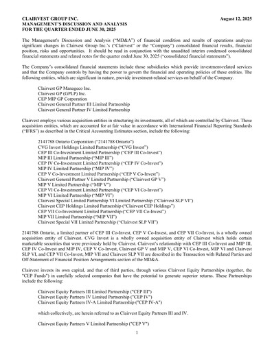 Thumbnail Clairvest Group Quarterly Report 2026-q1