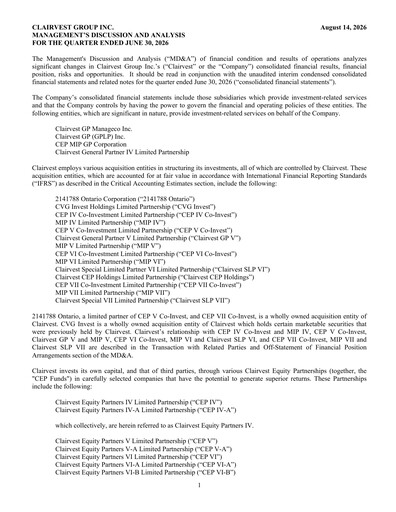 Vorschaubild Clairvest Group Quartalsbericht 2027-q1