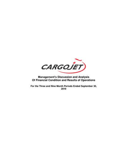 Thumbnail Cargojet Quarterly Report 2019-q3