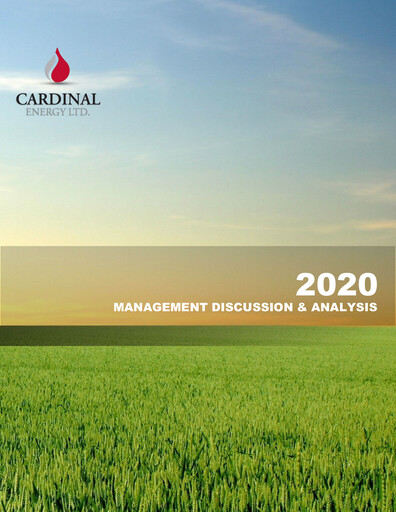 Vorschaubild Cardinal Energy Finanzbericht 2020
