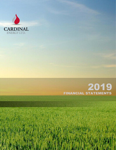 Vorschaubild Cardinal Energy Finanzmitteilung 2019