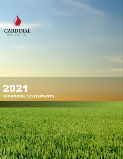 Vorschaubild Cardinal Energy Finanzmitteilung 2021