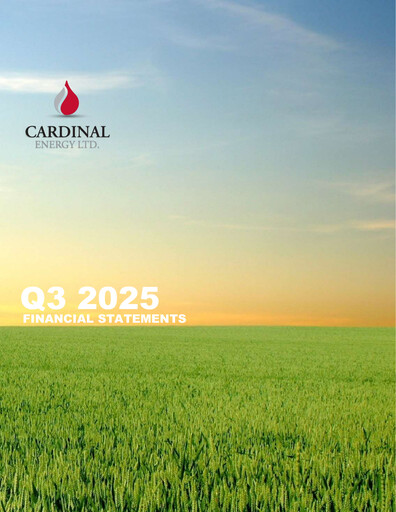Vorschaubild Cardinal Energy Quartalsbericht 2025-q3