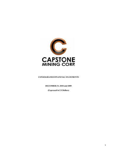 Thumbnail Capstone Copper Annual Report 2010