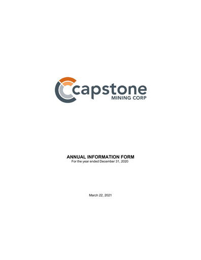 Thumbnail Capstone Copper Annual Report 2020