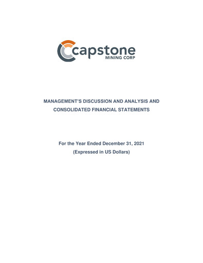 Thumbnail Capstone Copper Financial Statement 2021