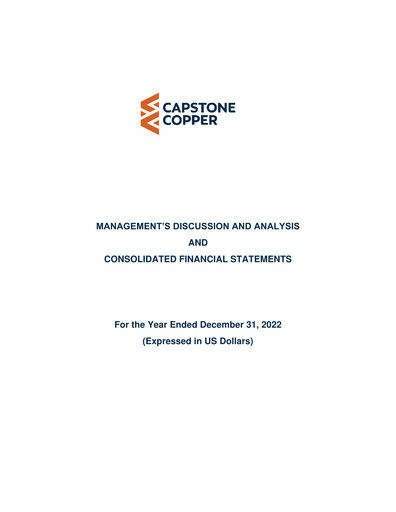 Thumbnail Capstone Copper Financial Statement 2022