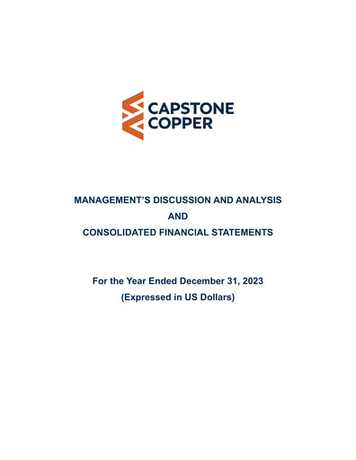 Thumbnail Capstone Copper Financial Statement 2023