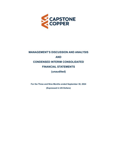 Thumbnail Capstone Copper Quarterly Report 2024-q3