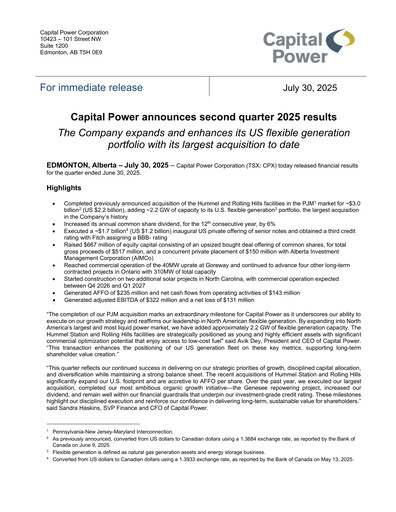 Thumbnail Capital Power Quarterly Report 2025-q2