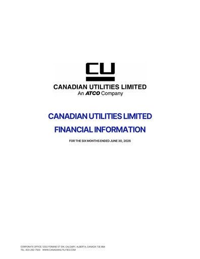 Thumbnail Canadian Utilities
 Quarterly Report 2026-q2