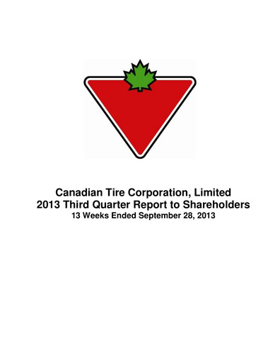 Thumbnail Canadian Tire Quarterly Report 2013-q3