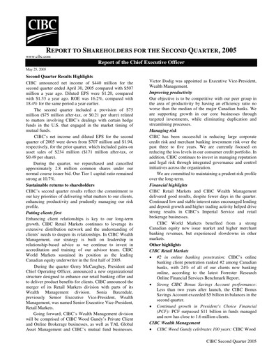 Vorschaubild CIBC (Canadian Imperial Bank of Commerce) Quartalsbericht 2005-q2