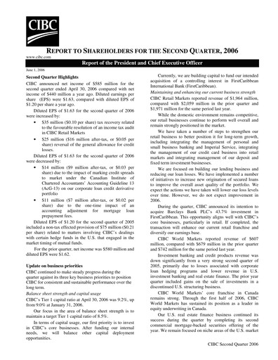 Vorschaubild CIBC (Canadian Imperial Bank of Commerce) Quartalsbericht 2006-q2
