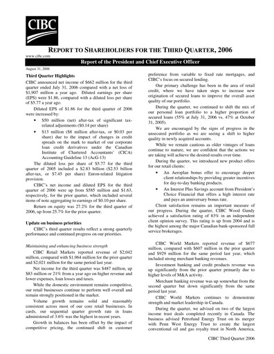 Vorschaubild CIBC (Canadian Imperial Bank of Commerce) Quartalsbericht 2006-q3