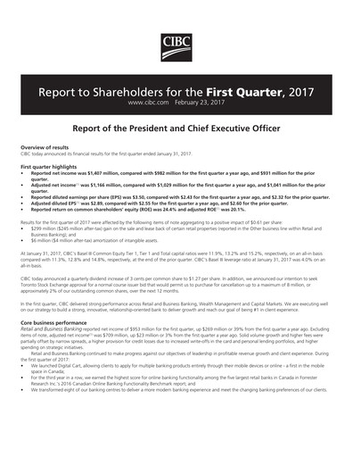 Vorschaubild CIBC (Canadian Imperial Bank of Commerce) Quartalsbericht 2017-q1