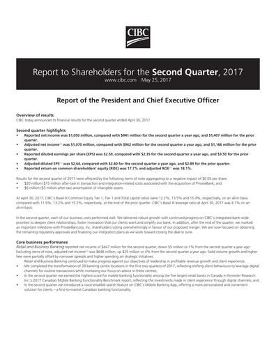 Vorschaubild CIBC (Canadian Imperial Bank of Commerce) Quartalsbericht 2017-q2