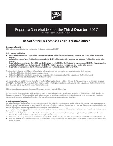 Vorschaubild CIBC (Canadian Imperial Bank of Commerce) Quartalsbericht 2017-q3