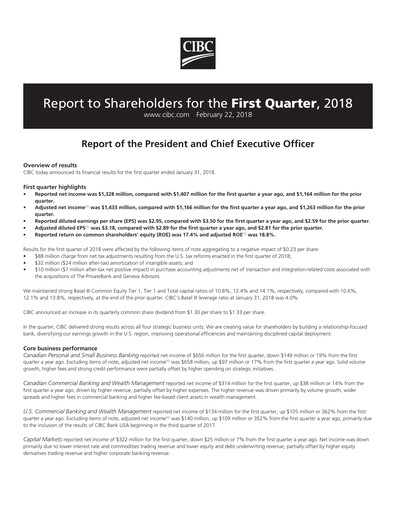 Vorschaubild CIBC (Canadian Imperial Bank of Commerce) Quartalsbericht 2018-q1