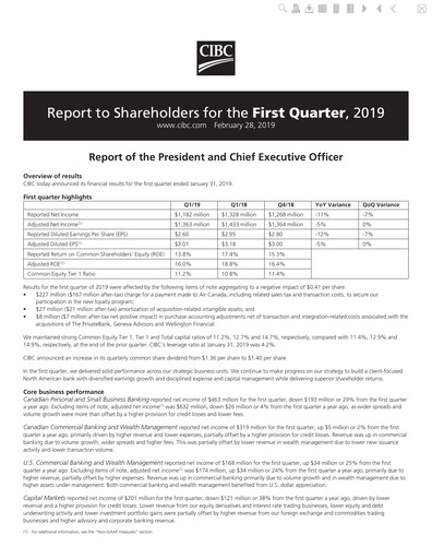 Vorschaubild CIBC (Canadian Imperial Bank of Commerce) Quartalsbericht 2019-q1
