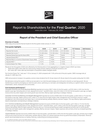 Vorschaubild CIBC (Canadian Imperial Bank of Commerce) Quartalsbericht 2020-q1