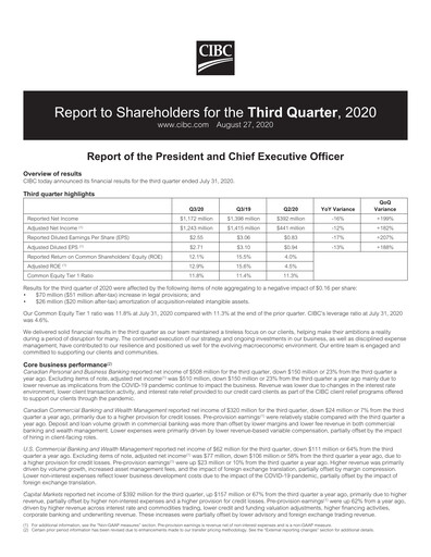 Vorschaubild CIBC (Canadian Imperial Bank of Commerce) Quartalsbericht 2020-q3