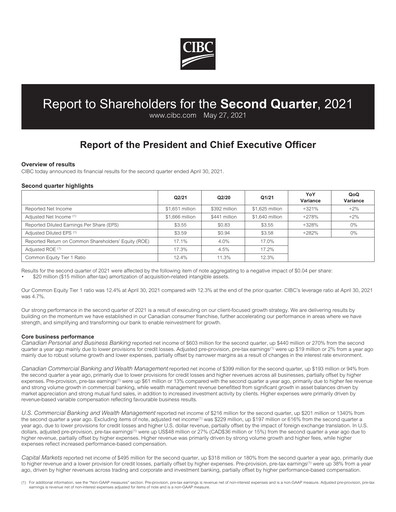 Vorschaubild CIBC (Canadian Imperial Bank of Commerce) Quartalsbericht 2021-q2