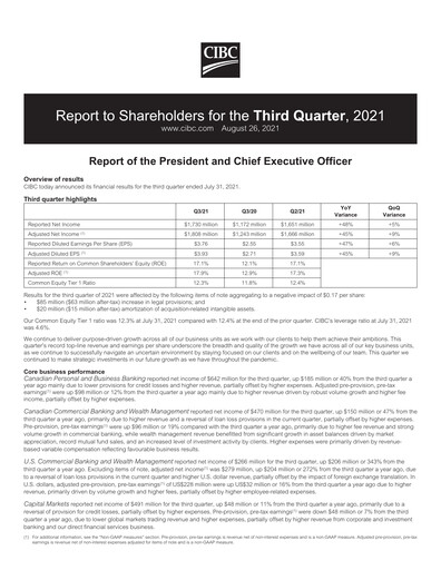 Vorschaubild CIBC (Canadian Imperial Bank of Commerce) Quartalsbericht 2021-q3