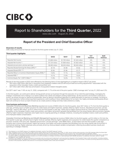 Vorschaubild CIBC (Canadian Imperial Bank of Commerce) Quartalsbericht 2022-q3