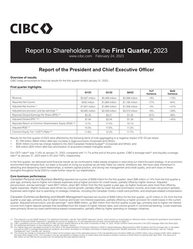Vorschaubild CIBC (Canadian Imperial Bank of Commerce) Quartalsbericht 2023-q1