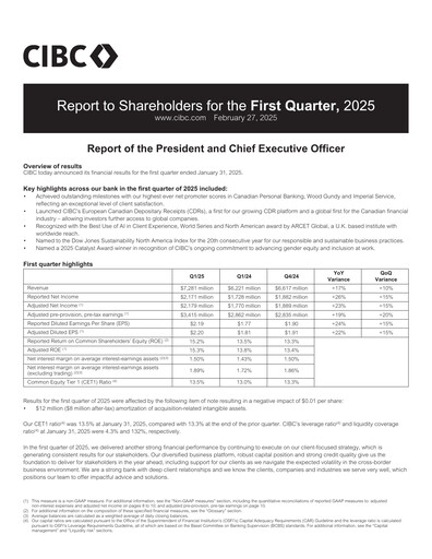 Thumbnail CIBC (Canadian Imperial Bank of Commerce) Quarterly Report 2025-q1