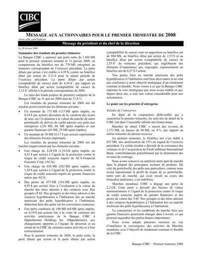 Vorschaubild CIBC (Canadian Imperial Bank of Commerce) Quartalsbericht 2008-q1
