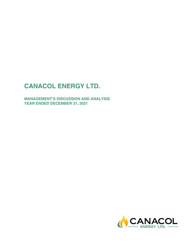 Thumbnail Canacol Energy Financial Report 2021