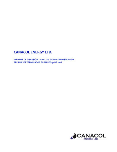 Thumbnail Canacol Energy Financial Report 2018-q1