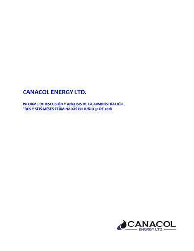 Thumbnail Canacol Energy Financial Report 2018-q2